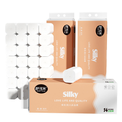 [42卷]舒可乐卫生纸家用木浆无芯卷纸整提便携小卷实惠装擦手纸厕纸巾