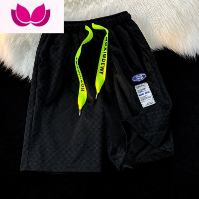 七斓夏季薄款冰丝棋盘格子短裤男美式篮球ins潮牌嘻哈复古5运动五分裤