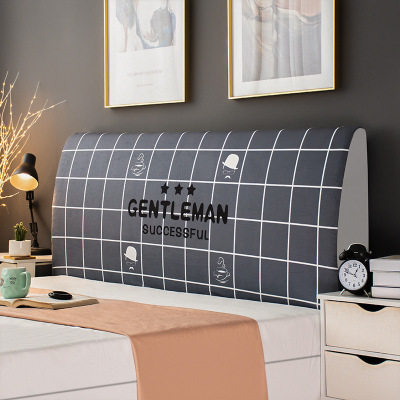 床头套罩北欧风格全包通用防尘软包保护床靠背简约现代木 灰色格子 高度50-65*长度200cm通用款