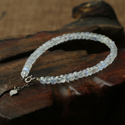 天然白月光石切面盘珠手链日韩女款迷你精致贵气手串5毫米送女朋友老婆情人节七夕生日礼物
