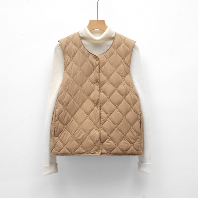 平湖新国标90绒短款羽绒内胆马甲女轻薄内搭无领新款坎肩秋冬背心