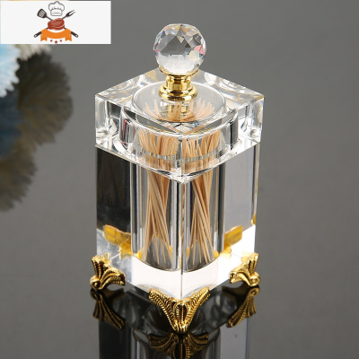 北欧ins创意客厅家用水晶玻璃牙签盒带盖轻奢透明棉签盒棉签筒 敬平 轻奢冰山白-牙签筒