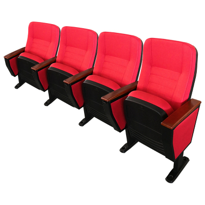 臻远ZY-LTY-19礼堂椅剧院椅会议室塑壳椅子红色不带前写字板四人位