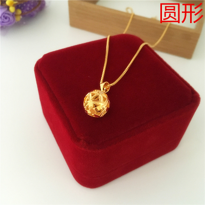 新款仿黄金项链女久不掉色时尚镀金镂空绣球吊坠仿越南沙金首饰品送女朋友老婆情人节七夕生日礼物