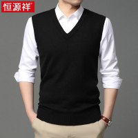 恒源祥背心男春秋季V领套头坎肩新款手感男士无袖针织衫毛衣马甲