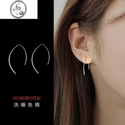 JiMis999银银耳环女2021新款潮养耳洞耳钉简约睡觉不用摘的耳钩耳饰品