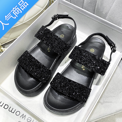 SUNTEK313233小码凉鞋女2023夏百搭小个子松糕厚底时尚罗马凉鞋女ins潮