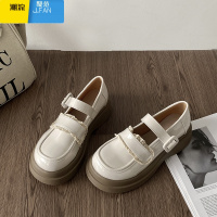 聚范圆头黑色厚底小皮鞋女英伦风百搭复古法式JK玛丽珍单鞋乐福鞋