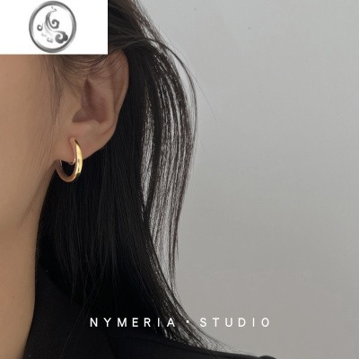 JiMi素圈耳夹女无耳洞冷淡风银色耳钉蚊香盘耳饰气质简约百搭金属耳圈