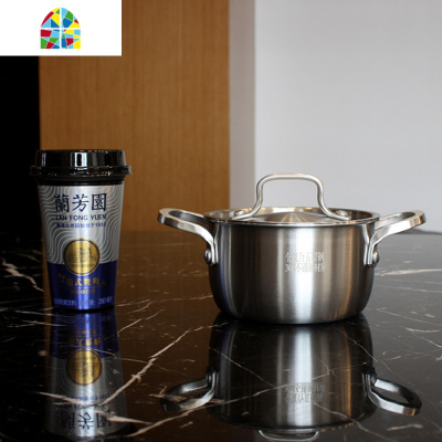 不锈钢奶锅304加厚 德质 14cm婴儿辅食锅4寸双耳汤锅泡面碗 FENGHOU 18cm双耳汤锅