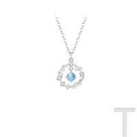 幸运花环s925纯银项链女气质百搭锁骨链月光石镶钻项饰圣诞节礼物送女朋友老婆情人节七夕生日礼物