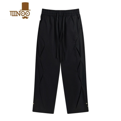 YANXUMz 美式高街风设计感解构工装裤ins小众潮牌微喇叭宽松直筒裤男女