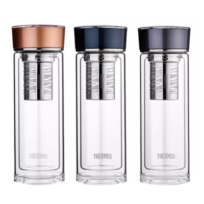 膳魔師茶杯400ml双层玻璃带过滤分体式茶漏TCGE-400(颜色随机)