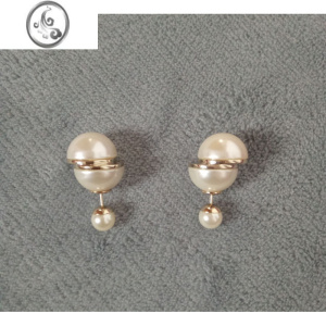 JiMi耳环2023新潮韩国错位双面珍珠耳钉女S925银银防过敏个性气质耳饰 错位珍珠