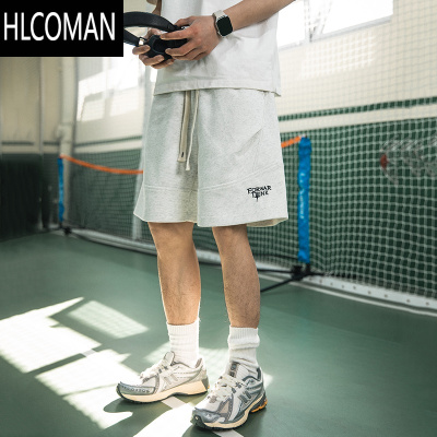 HLCOMAN夏季美式复古运动休闲短裤高街宽松潮牌五分裤刺绣透气百搭裤子男