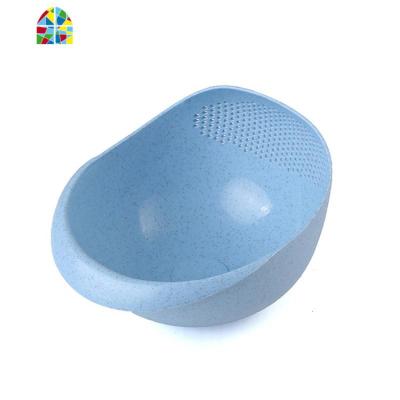 ‘北欧麦秸秆洗米筛洗菜水果盆沥水篮菜篮子厨房家用果盘 FENGHOU 北欧蓝小号麦秸秆-34B洗菜篮洗菜篮