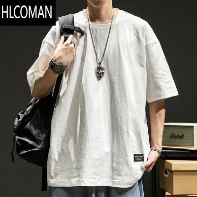 HLCOMAN短袖t恤男夏季休闲宽松男装体恤日系纯色TEE潮流百搭半袖上衣