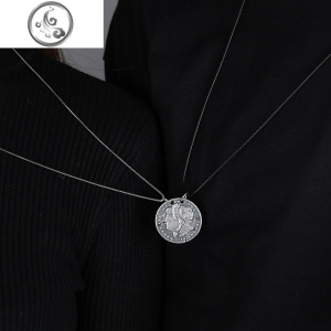 一路有你一鹿情侣项链男女一对潮款拼接银吊坠纪念异地恋圣诞 JiMi