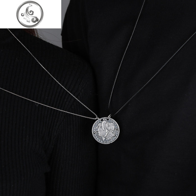 一路有你一鹿情侣项链男女一对潮款拼接银吊坠纪念异地恋圣诞 JiMi