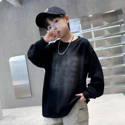 男童白色长袖T恤春秋款新款儿童打底衫宽松男孩内搭上衣秋季T