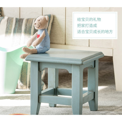 森美人儿童实木小板凳 美式乡村家用小方凳矮凳子创意成人小坐墩