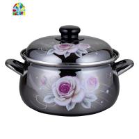 搪瓷珐琅汤锅套装黑色镜面釉电磁炉加厚加高 FENGHOU 红色外口径18cm加厚