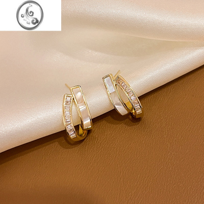 JiMi精致百搭耳钉轻奢小众设计高级感耳环气质名媛简约耳饰银银冷淡风