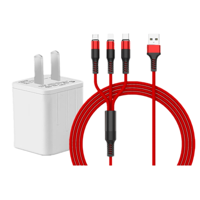 VIPin 小米 红米note4X/红米note4 2.1A双USB充电器 一拖三数据线苹果 安卓 type-c通用