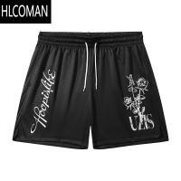 HLCOMAN美式运动短裤男夏季新款网眼透气潮流印花篮球球裤玫瑰