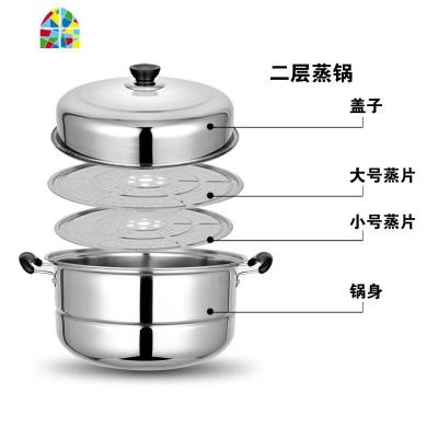 多层蒸锅不锈钢2 3 双三层加厚汤锅馒头蒸笼大电磁炉家用煤气 FENGHOU 34CM二层:无赠品