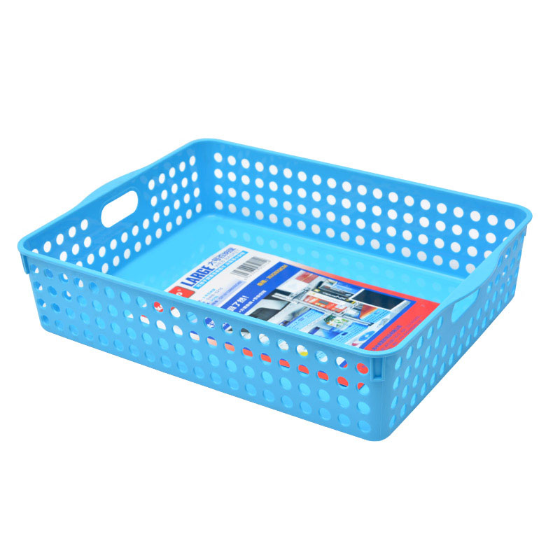 JEKO&JEKO 塑料收纳筐浴室置物架玩具办公室文件收纳篮 大号蓝色 4只装 35*26*8CM