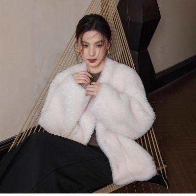 举翼王子澳洲羊羔毛羊剪绒颗粒绒皮毛一体外套女短款
