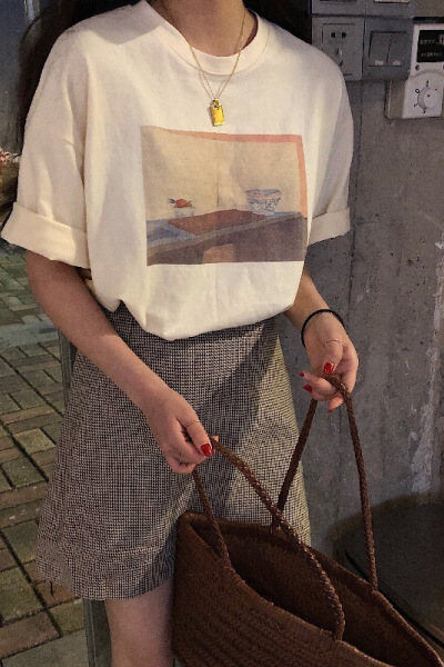 夏季韩国宽松学生圆领短袖T恤女夏休闲上衣韩国女装