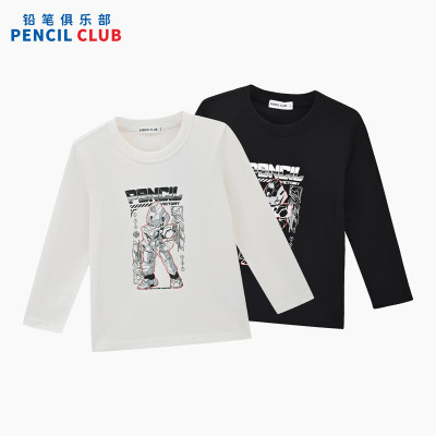 [1件3折]铅笔俱乐部童装2025秋装新款男童T恤中大童印花长袖儿童圆领百搭上衣