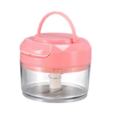 拉蒜压蒜器碎蒜捣蒜泥蒜蓉搅蒜器切蒜绞蒜机厨房迷你手动电动 敬平 钻石粉款有提手+备用刀片碎物研磨碗(碎物器)