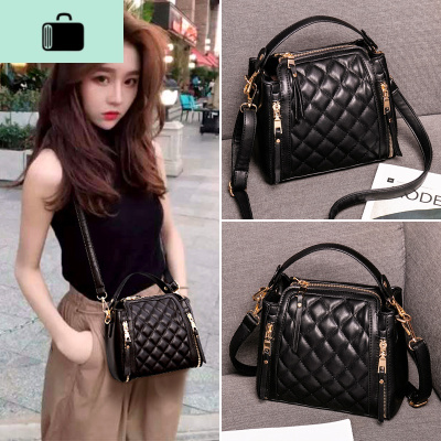 菱格小包包女2020新款潮韩版百搭斜挎手提水桶女包时尚网红小黑包NEW LAKE女斜挎包