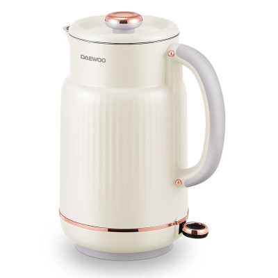 大宇电热水壶 家用双层防烫304不锈钢内胆开水壶 DYSH-15F82 流苏白