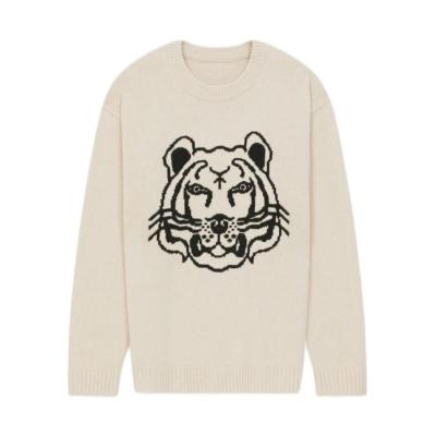 高田贤三(Kenzo)男款双面羊毛针织套衫圆领长袖对比嵌花运动休闲