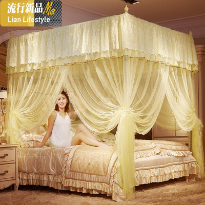 新款蚊帐落地支架1.2/1.5/1.8m床x2米2.2x2.0m床双人家用加密加厚 三维工匠
