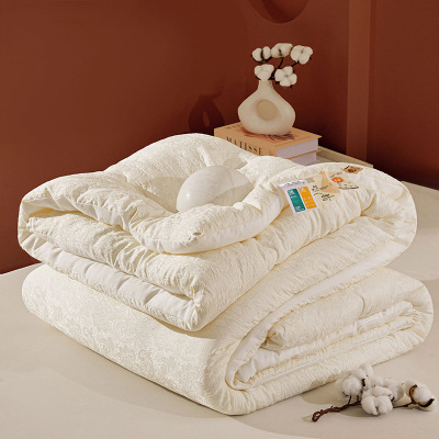 无印贡缎提花新疆棉花被春秋被冬被棉被加厚保暖被子学生宿舍被芯