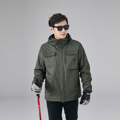 JPDUN户外男士棉衣男士冲锋外套秋冬新款男士户外运动两件套登山服