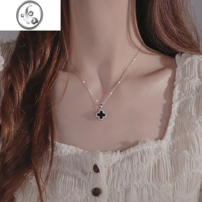 JiMi925银银项链女款四叶草锁骨链2023年新款高级轻奢小众设计感颈链