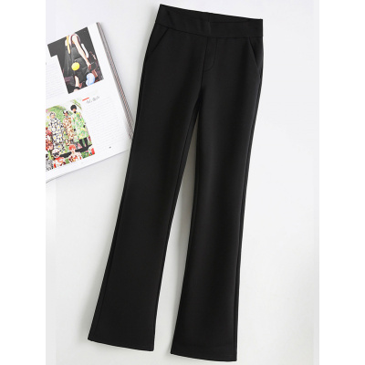 黑色喇叭裤女新款高腰垂感阔腿小个子休闲显瘦早秋微喇西装裤