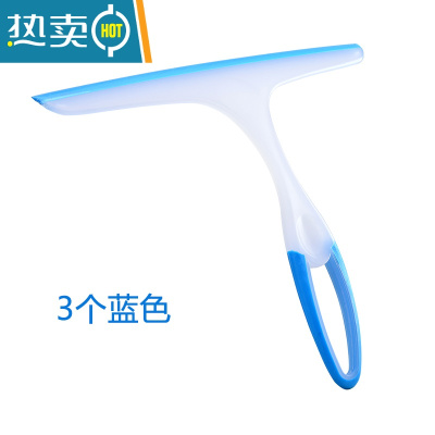 敬平3个装 硅胶刮窗擦玻璃器家用刮水器卫生间清洗镜子桌面刮子工具 3个蓝色
