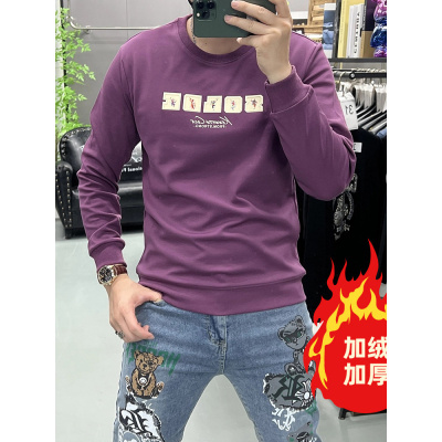 秋季国潮风艺术烫印卫衣新款时尚潮流百搭青年上衣修身圆领打底衫