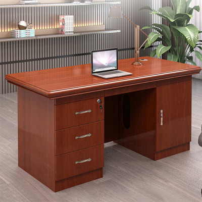 办公桌 鑫金虎/ XINJINHU 中纤板+贴天然木皮 红棕色 1人