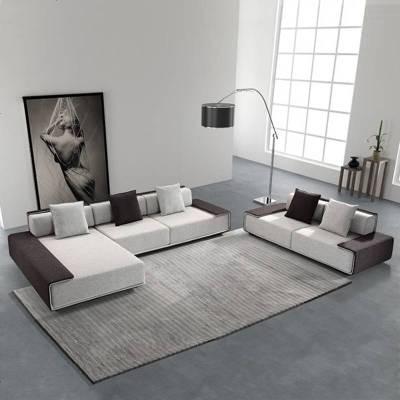 北欧布艺沙发大户型组合意式极简现代简约转角整装可拆洗棉麻沙发