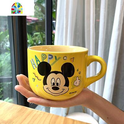 可爱陶瓷麦片碗水果沙拉碗面条碗卡通餐具大容量燕麦早餐碗带手柄 FENGHOU 大容量麦片碗绿高飞单碗