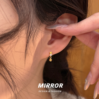 925纯银星星圆珠闪亮耳钉女耳环耳饰时尚简约气质小众设计送女朋友老婆情人节七夕生日礼物