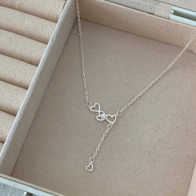 S925纯银不规则爱心珍珠项链女甜美精致颈链锁骨链设计师款潮送女朋友老婆情人节七夕生日礼物